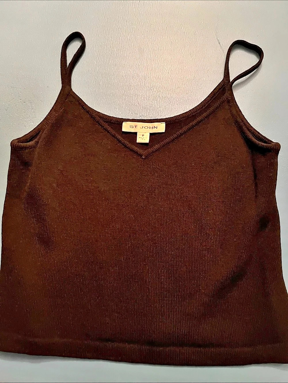 St. John Ribbed Tank Top in Brown Size P